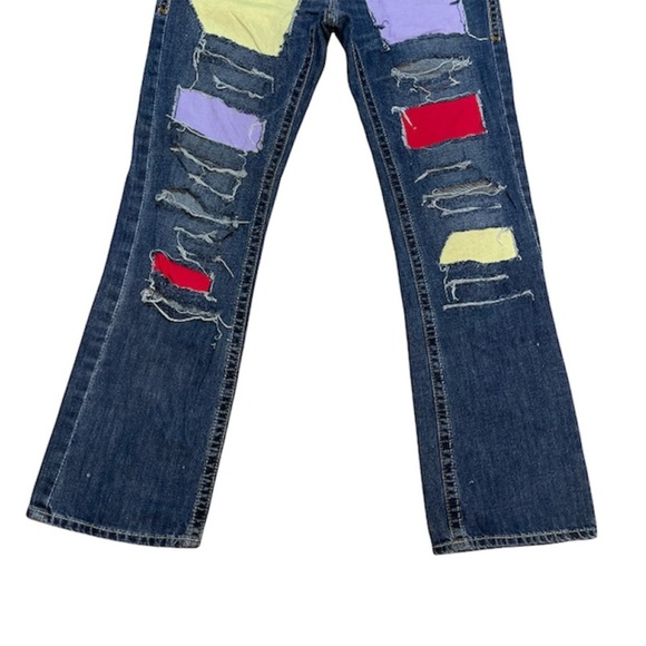 ARIAT Denim M5 Men’s Blue Jeans Low Rise Straight 31x34 W/ Patches Distressed - Picture 4 of 15